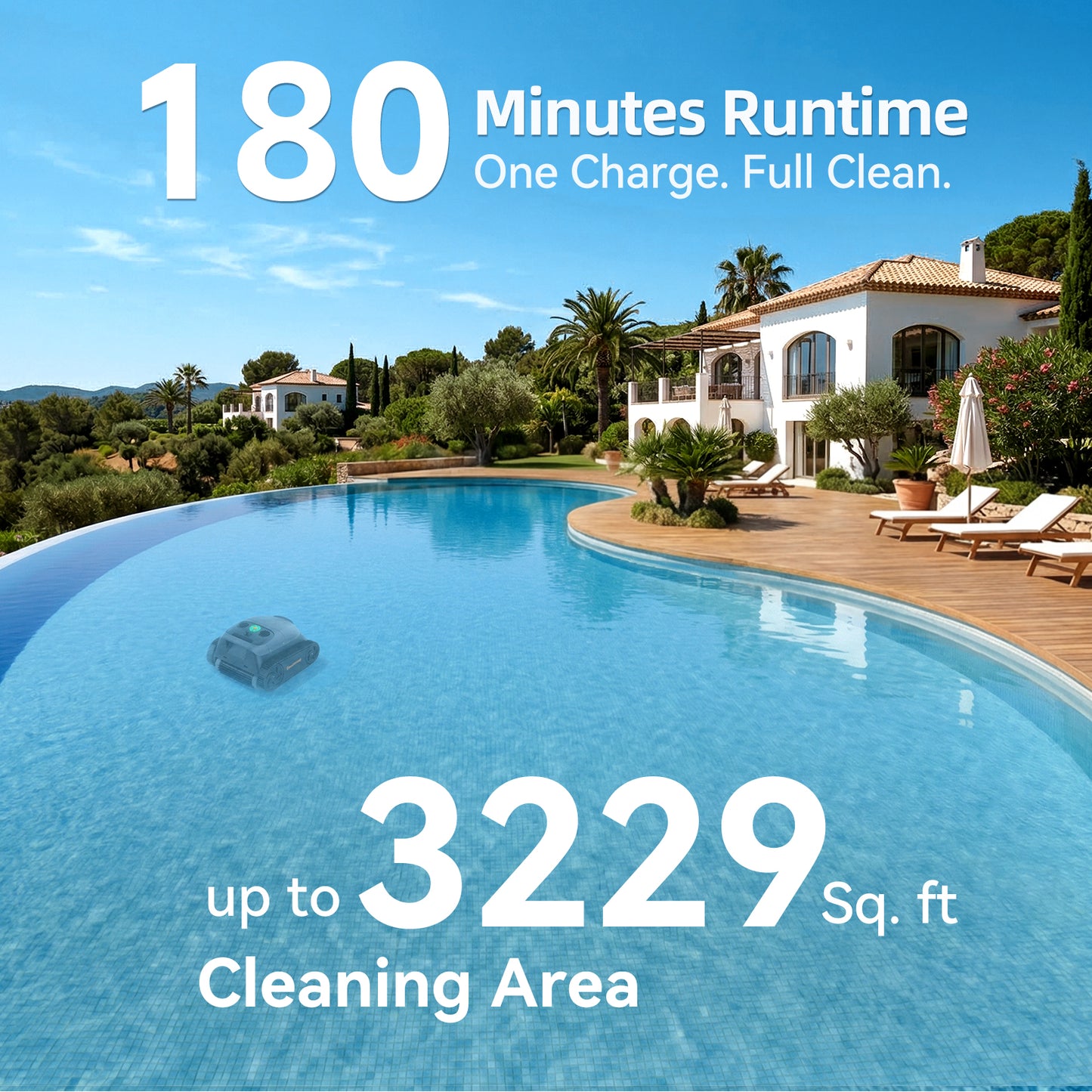 CoasTeering Astra Cordless Pool Vacuum Robot, with 11160 GPH Strong Suction, Floor/Wall/Waterline Cleaning, Smart Retrieval, 180 Mins Runtime, for Inground & Above Ground Pools