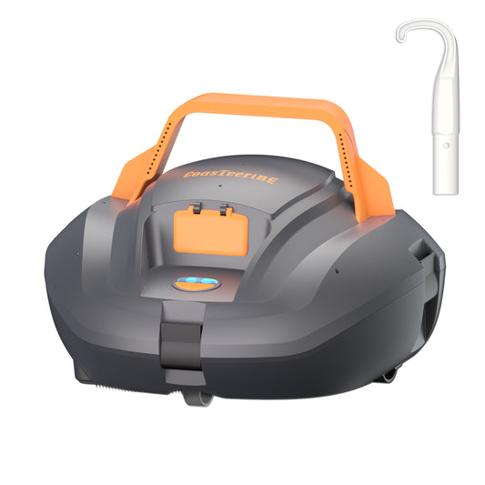 CoasTeering Cordless Robotic Pool Cleaner with Hook, Pool Vacuum for Above Ground Pool, Lasts up to 100Mins, Pool Robot Vacuum with Self-Parking Function, Ideal for Swimming Pools up to 850 Sq.Ft