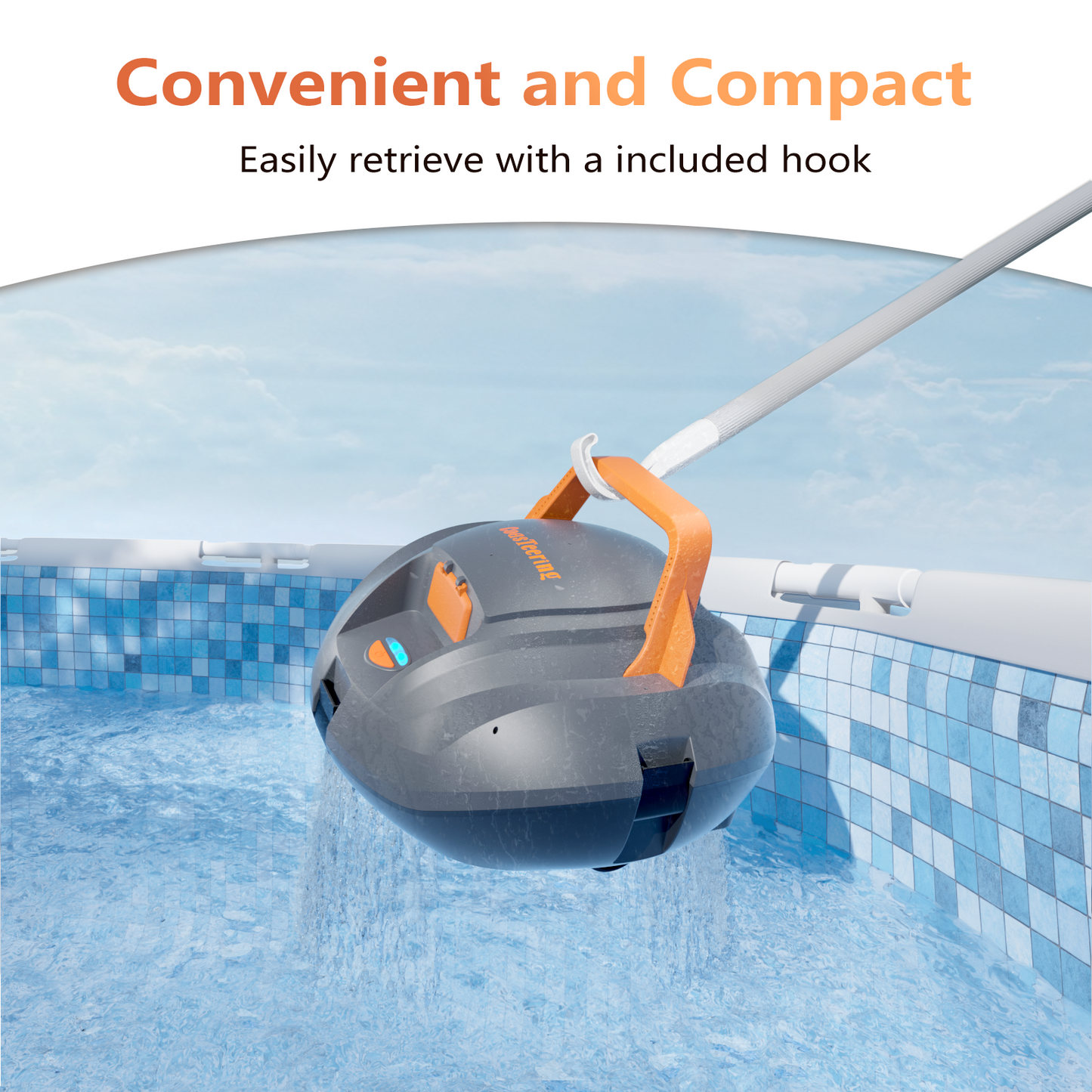 CoasTeering Pool Vacuum Robot with Brushes (2 Pack), Cordless Robotic Pool Cleaner with 100 Mins Runtime, Powerful Suction, Fast Charging, Self-Parking, Ideal for Above Ground Pools