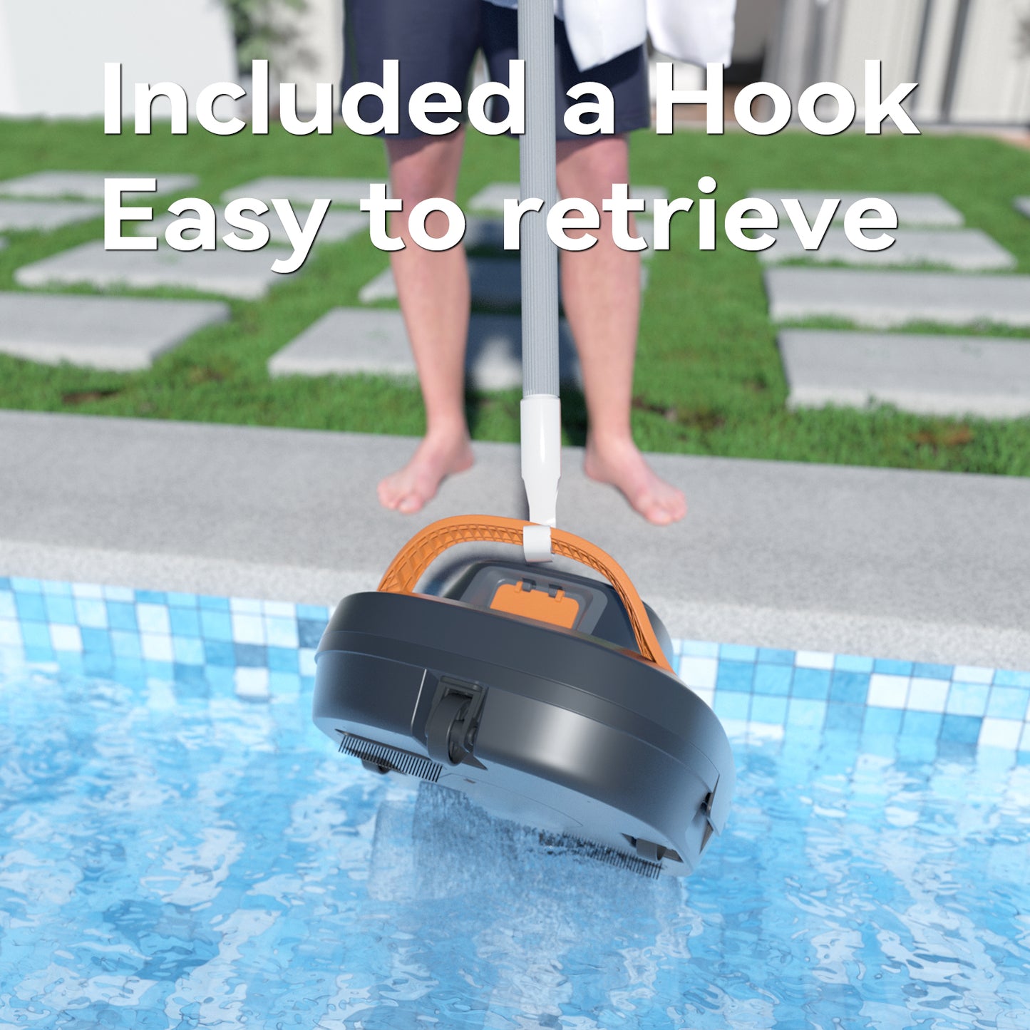 CoasTeering Cordless Robotic Pool Cleaner with Hook, Above Ground Pool Vacuum with 150 Mins Runtime