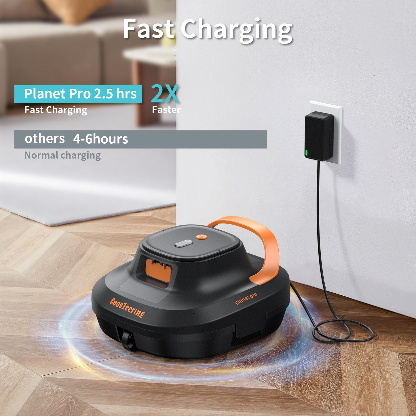 CoasTeering Planet Pro Cordless Robotic Pool Cleaner, Pool Robot Vacuum with 120 Mins Runtime, Dual Brushless Motors, 3X Longer Lifespan, Powerful Suction, Ideal for Above Ground Pools up to 1292 Sq.Ft