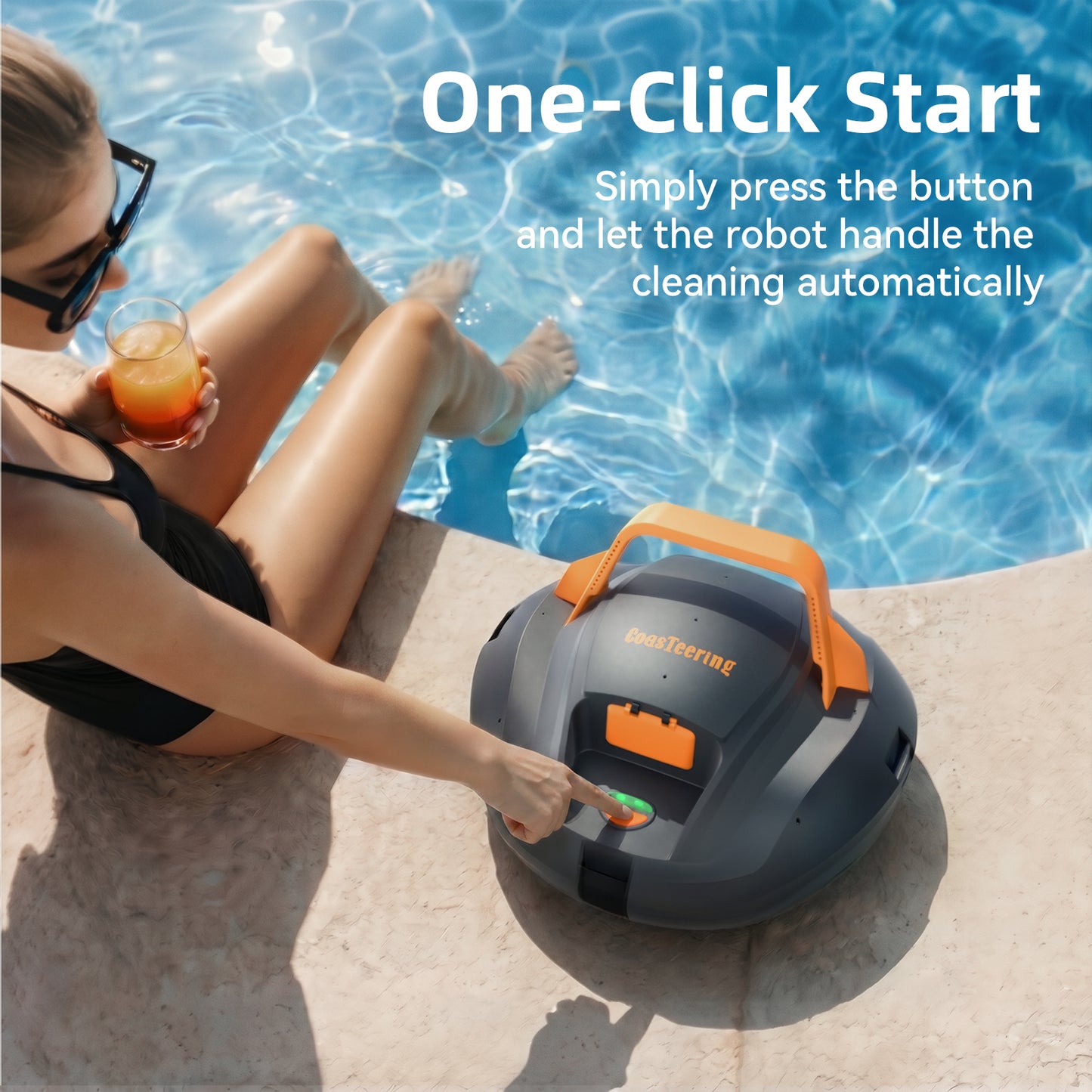 CoasTeering Planet Edge Cordless Robotic Pool Cleaner, with 120-Min Runtime, Powerful Dual-Motor, Adjustable Cleaning Path, for Flat Pools Up to 850 Sq.ft