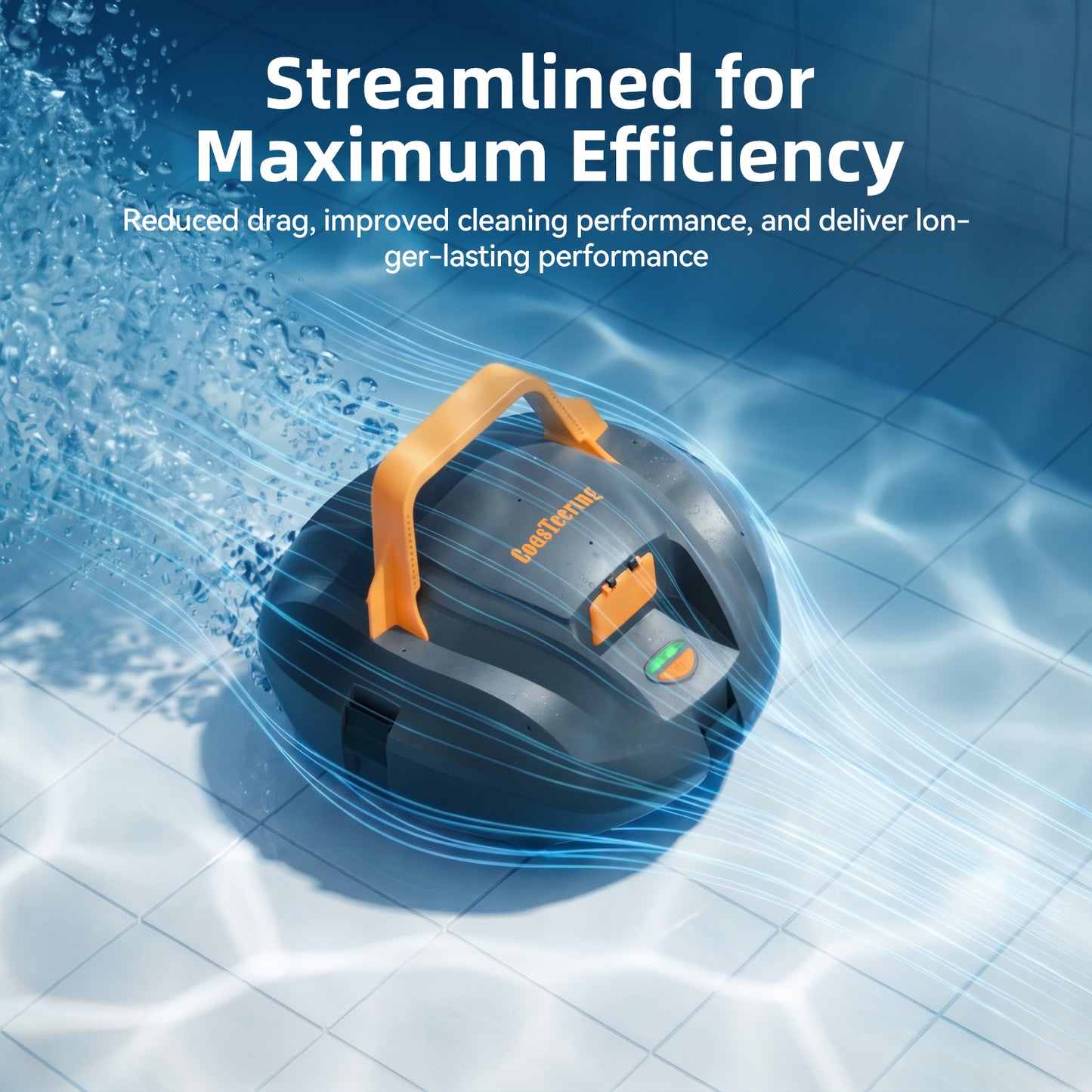 CoasTeering Planet Edge Cordless Robotic Pool Cleaner, with 120-Min Runtime, Powerful Dual-Motor, Adjustable Cleaning Path, for Flat Pools Up to 850 Sq.ft