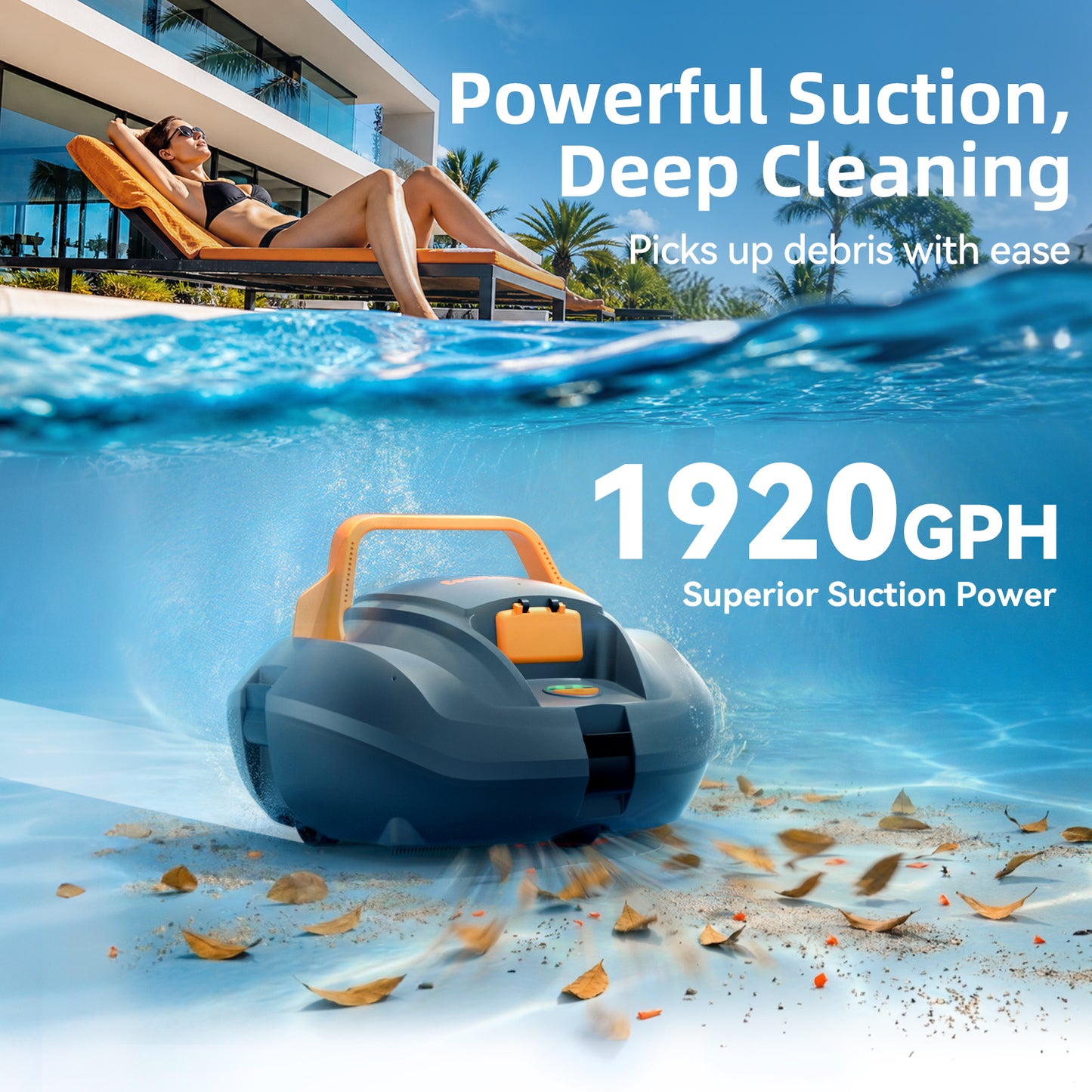 CoasTeering Planet Edge Cordless Robotic Pool Cleaner, with 120-Min Runtime, Powerful Dual-Motor, Adjustable Cleaning Path, for Flat Pools Up to 850 Sq.ft