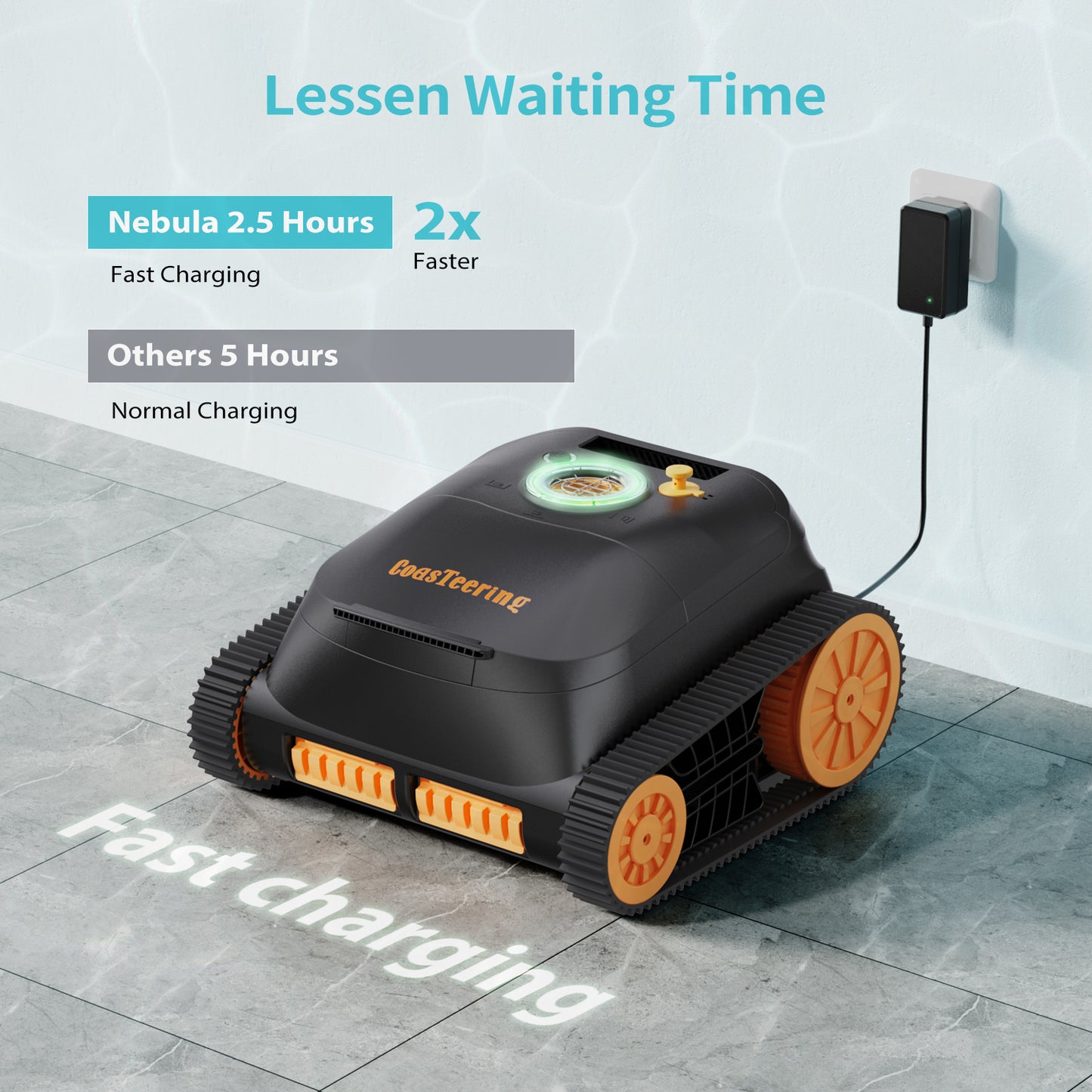 CoasTeering Nebula Cordless Robotic Pool Cleaner, Pool Vacuum Robot with 180Min Battery Life, Wall Climbing and Waterline Cleaning, Brushless Motors, Smart Navigation, Ideal for Swimming Pools Cleaning up to 3229 Sq.ft