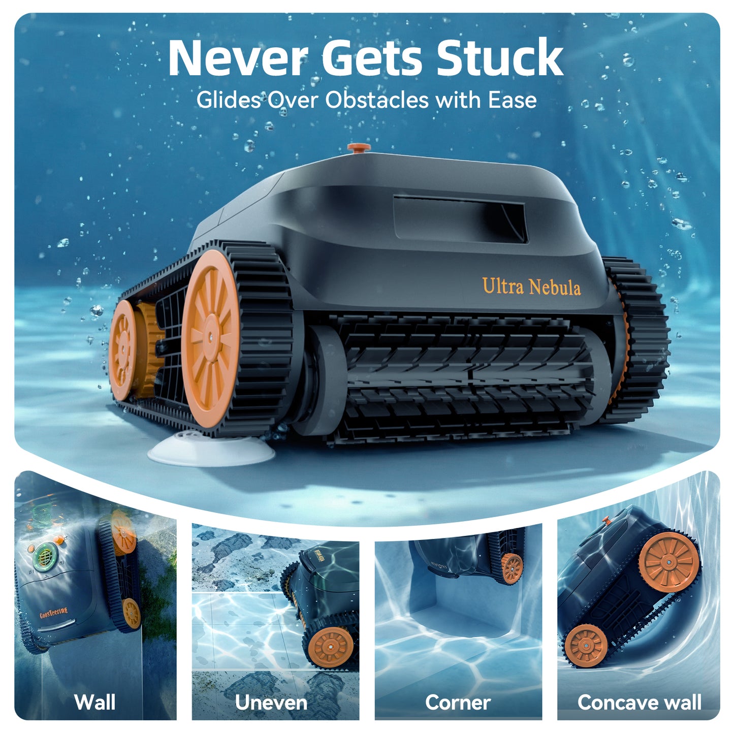 CoasTeering Ultra Nebula Cordless Pool Vacuum Robot, with 5580 GPH Suction, 180 Mins Runtime, Floor & Wall Cleaning, Smart Navigation, for Inground and Above Ground Pools up to 3229 Sq.Ft