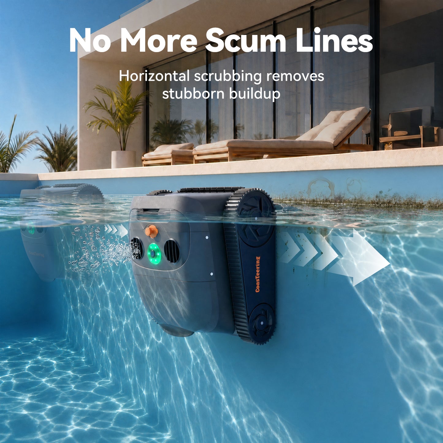 CoasTeering Astra Cordless Pool Vacuum Robot, with 11160 GPH Strong Suction, Floor/Wall/Waterline Cleaning, Smart Retrieval, 180 Mins Runtime, for Inground & Above Ground Pools