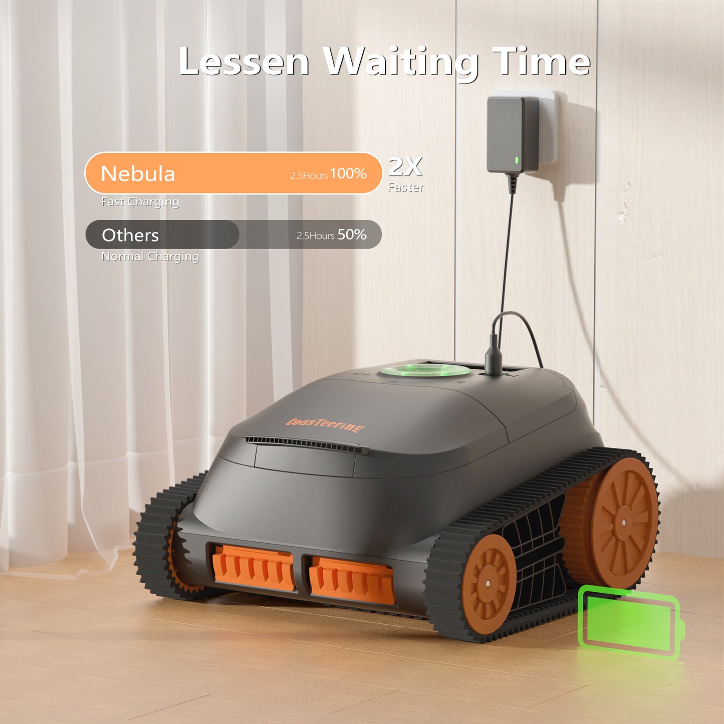 CoasTeering Nebula Cordless Robotic Pool Cleaner (2026 Upgrade), with 210 Min Runtime, Smart Navigation, Wall & Waterline Cleaning, for Ingrounds & Above Ground Pools up to 3229 Sq.ft